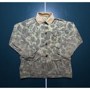 Vintage 60s Sears Ted Williams Duck Camo Hunting Jacket Large Corduroy Collar